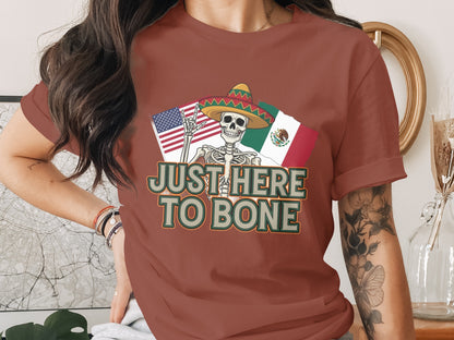 Funny Skeletal Just Here to Bone Graphic Tee product