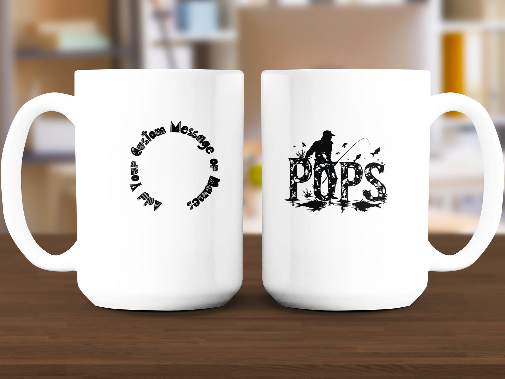 Custom Message Dad or Pops Fishing Ceramic Mug Gift product