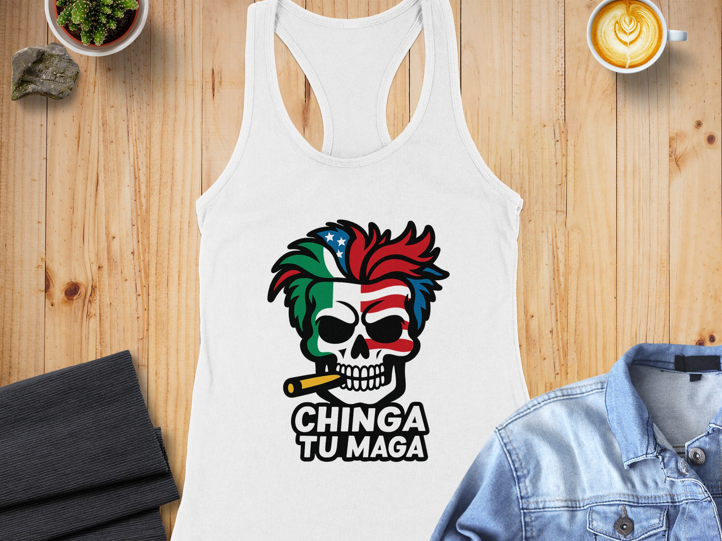Chinga Tu Maga Skull Design Women's Tank Top product
