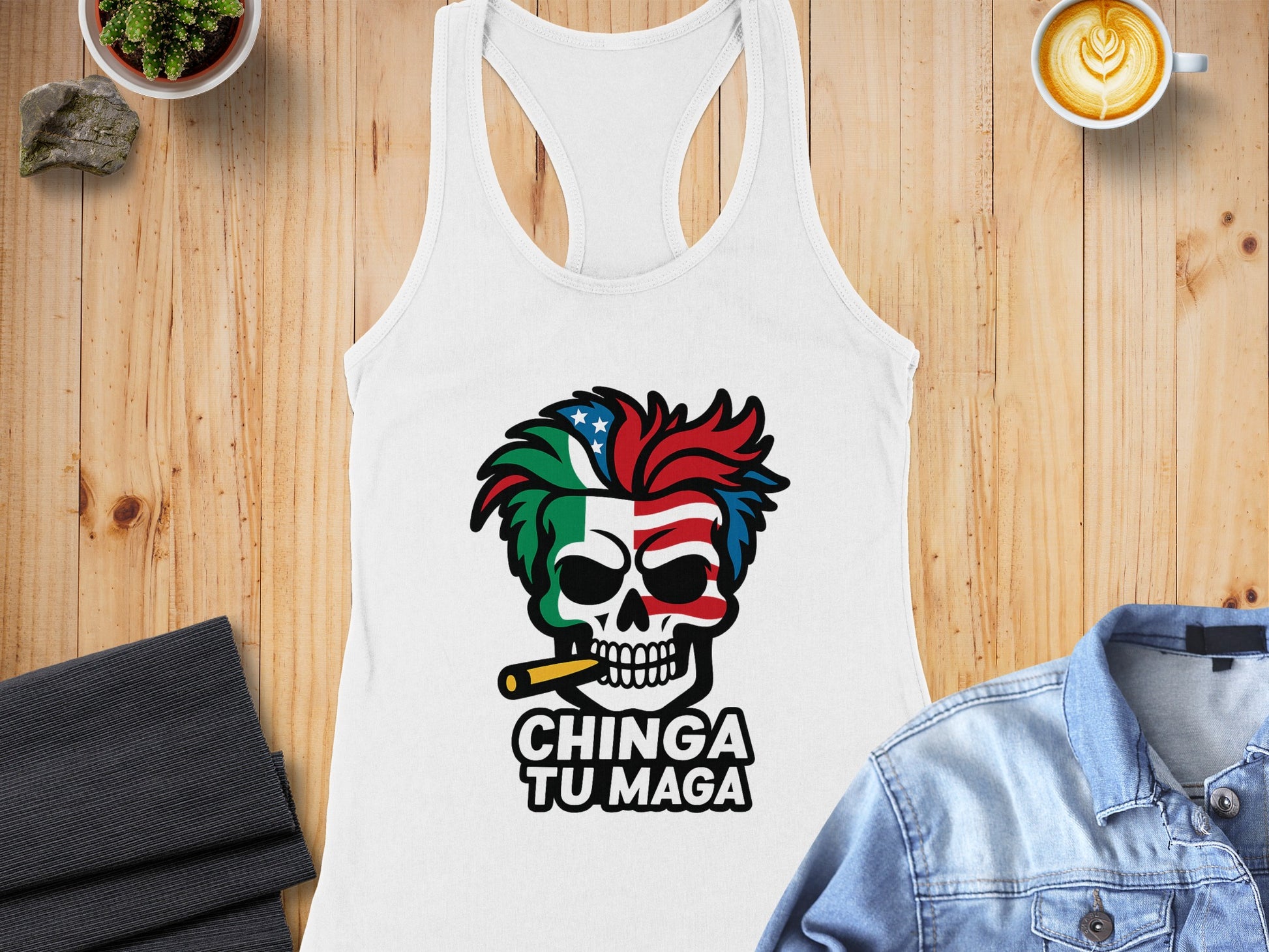 Chinga Tu Maga Skull Design Women's Tank Top product