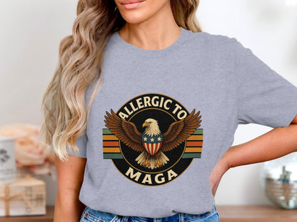 Allergic to MAGA Graphic Eagle Printed T-Shirt product type