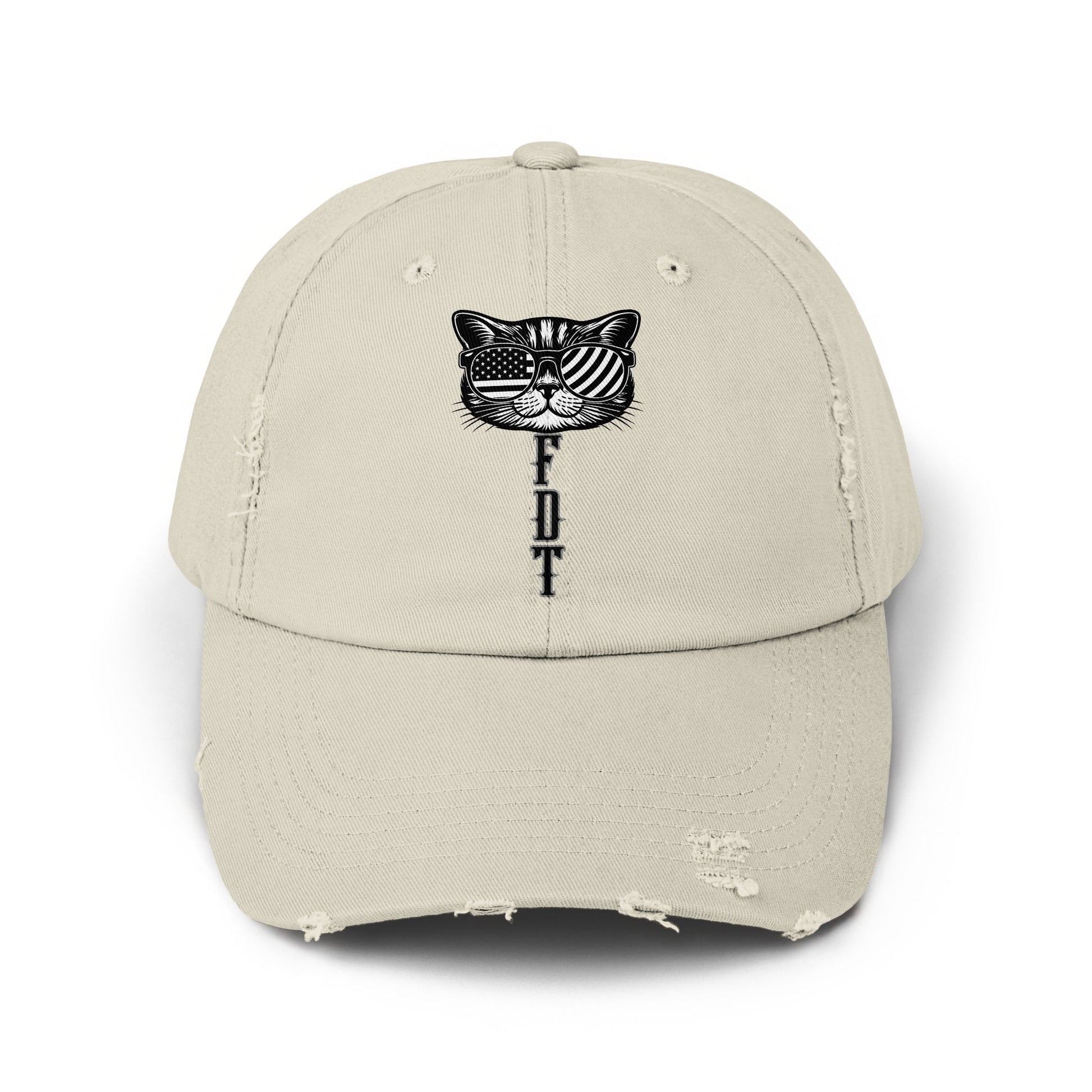 Distressed Dad Hat with Patriotic Cat Embroidery product