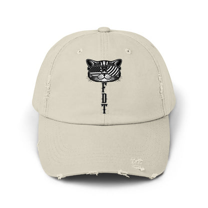 Distressed Dad Hat with Patriotic Cat Embroidery product