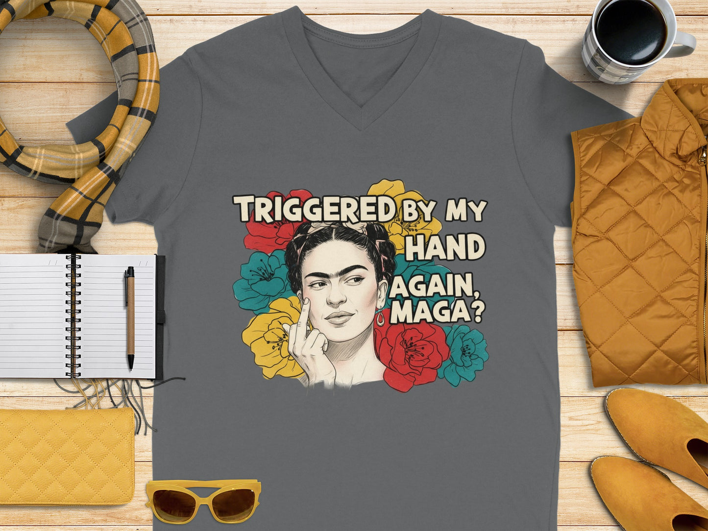 Triggered By My Hand Again Maga V-neck T-shirt