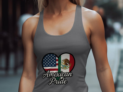 American and Mexican Flag Heart Graphic Tank Top Product