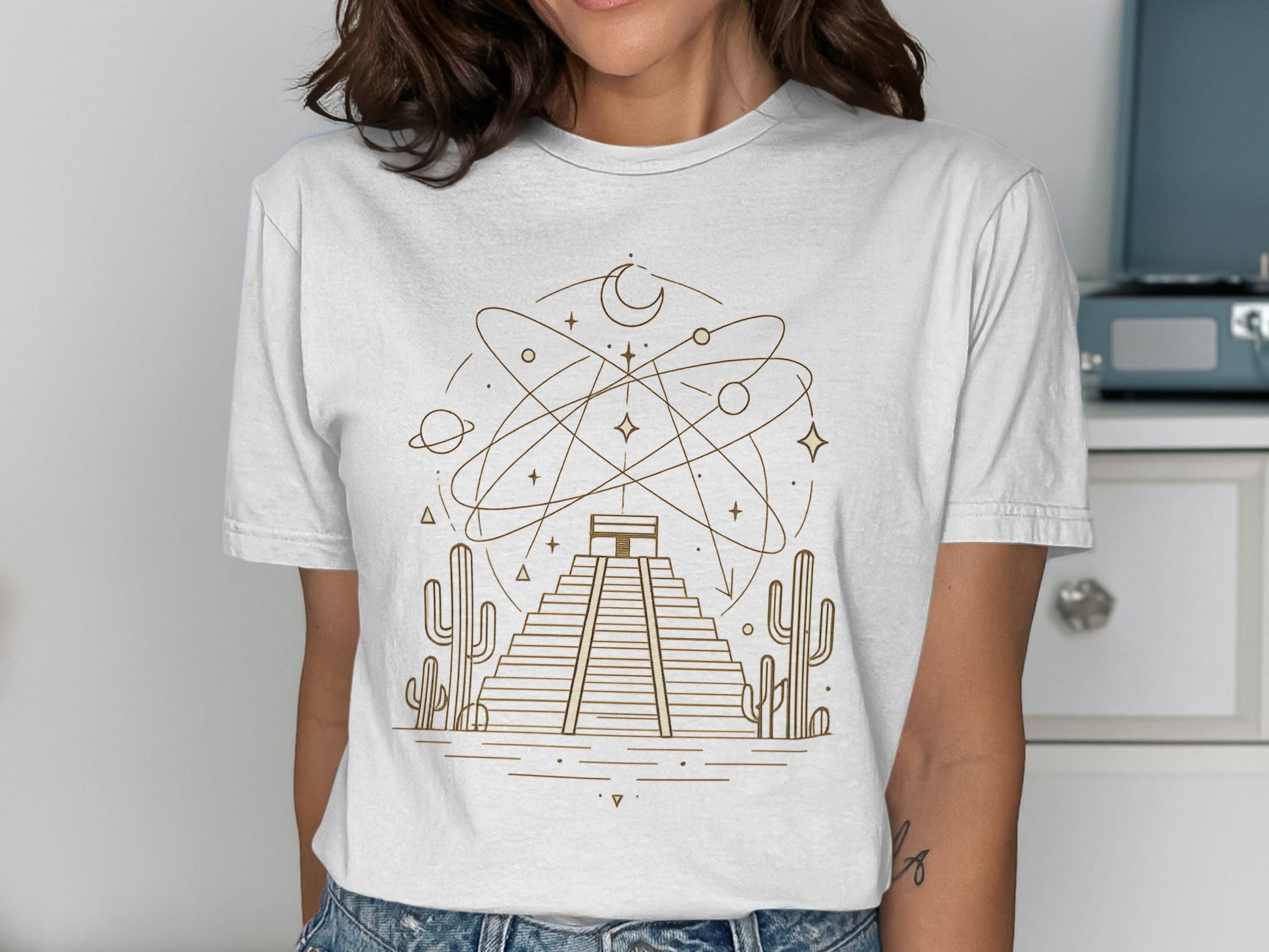 Mystical Pyramid Alien Abduction Graphic Tee product