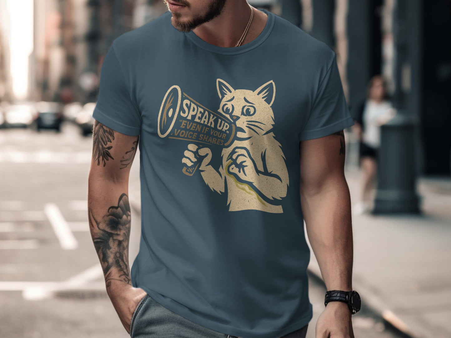 Cat with Megaphone Speak Up Even If Your Voice Shakes Shirt