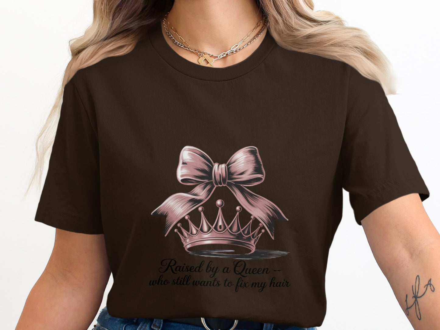 Raised by a Queen Bow and Crown Graphic Tee product