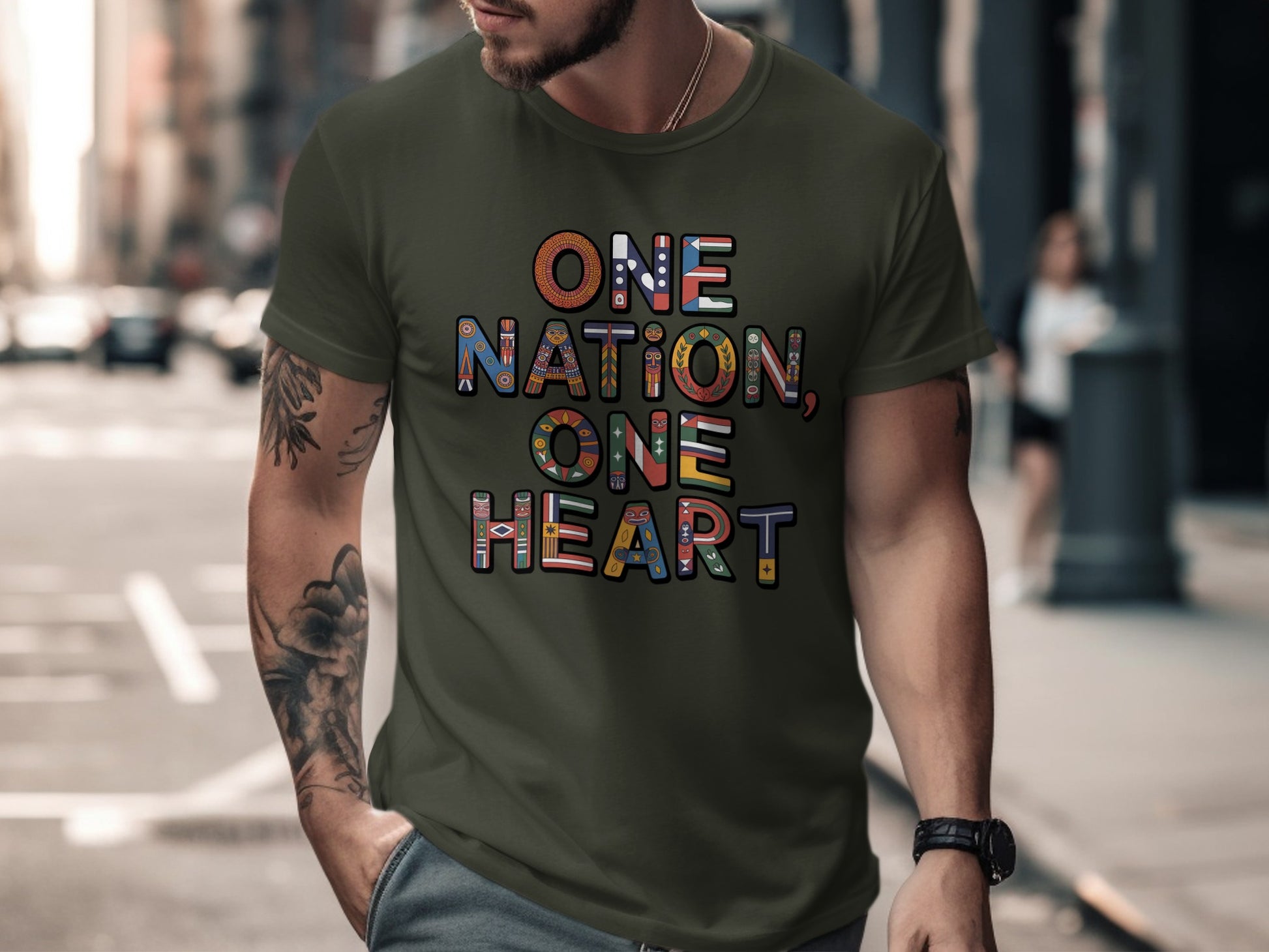 One Nation One Heart Inspirational T-shirt