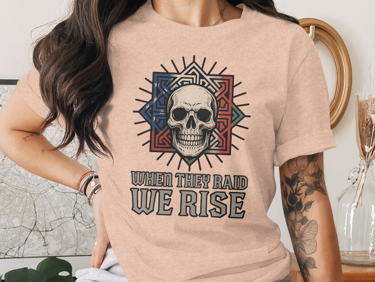 When They Raid We Rise Skull Graphic T-Shirt