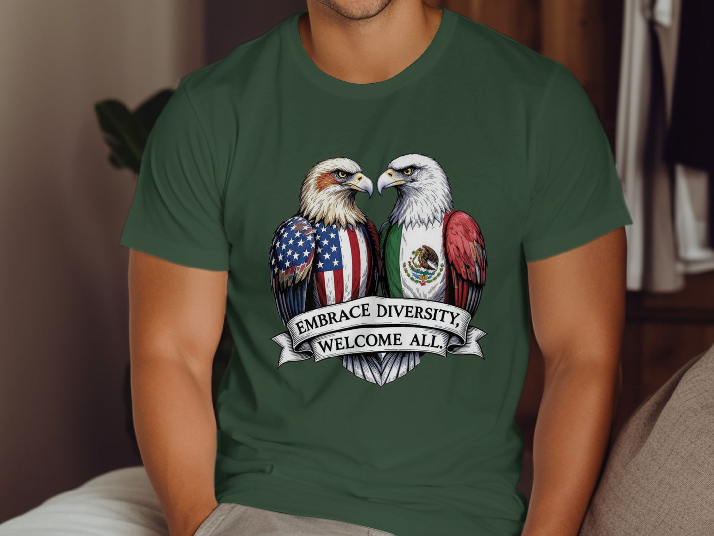 Embrace Diversity Welcome All Design on T-shirt product