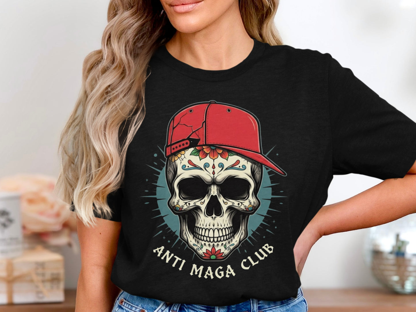 Anti Maga Club Skull with Hat Graphic Tee product