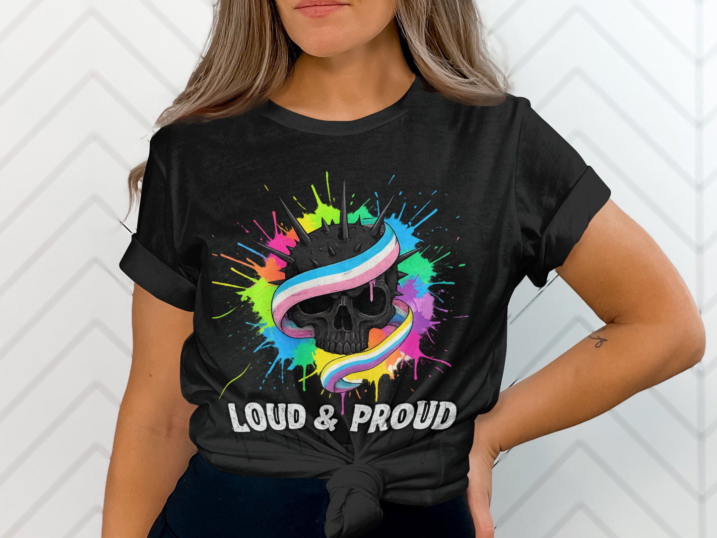 Loud and Proud Skull with Rainbow Splash T-shirt