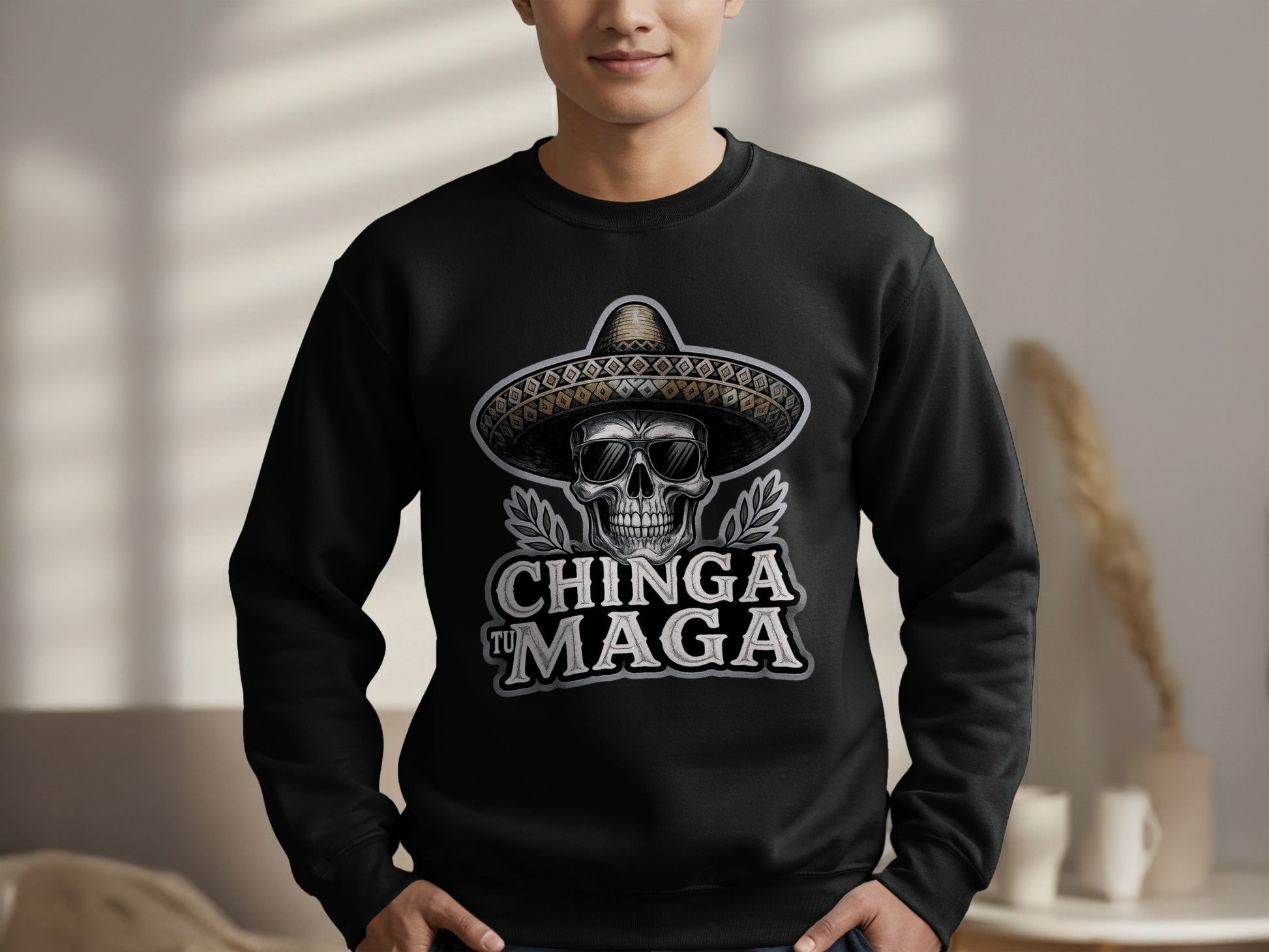 Chinga Tu Maga Skull Sombrero Sweatshirt product type