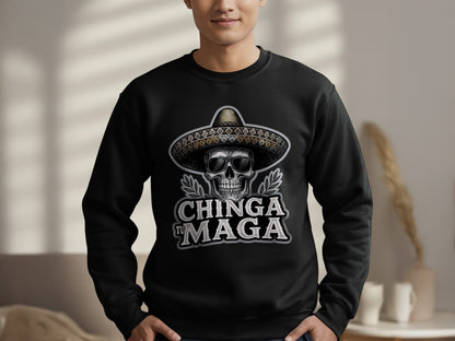 Chinga Tu Maga Skull Sombrero Sweatshirt product type