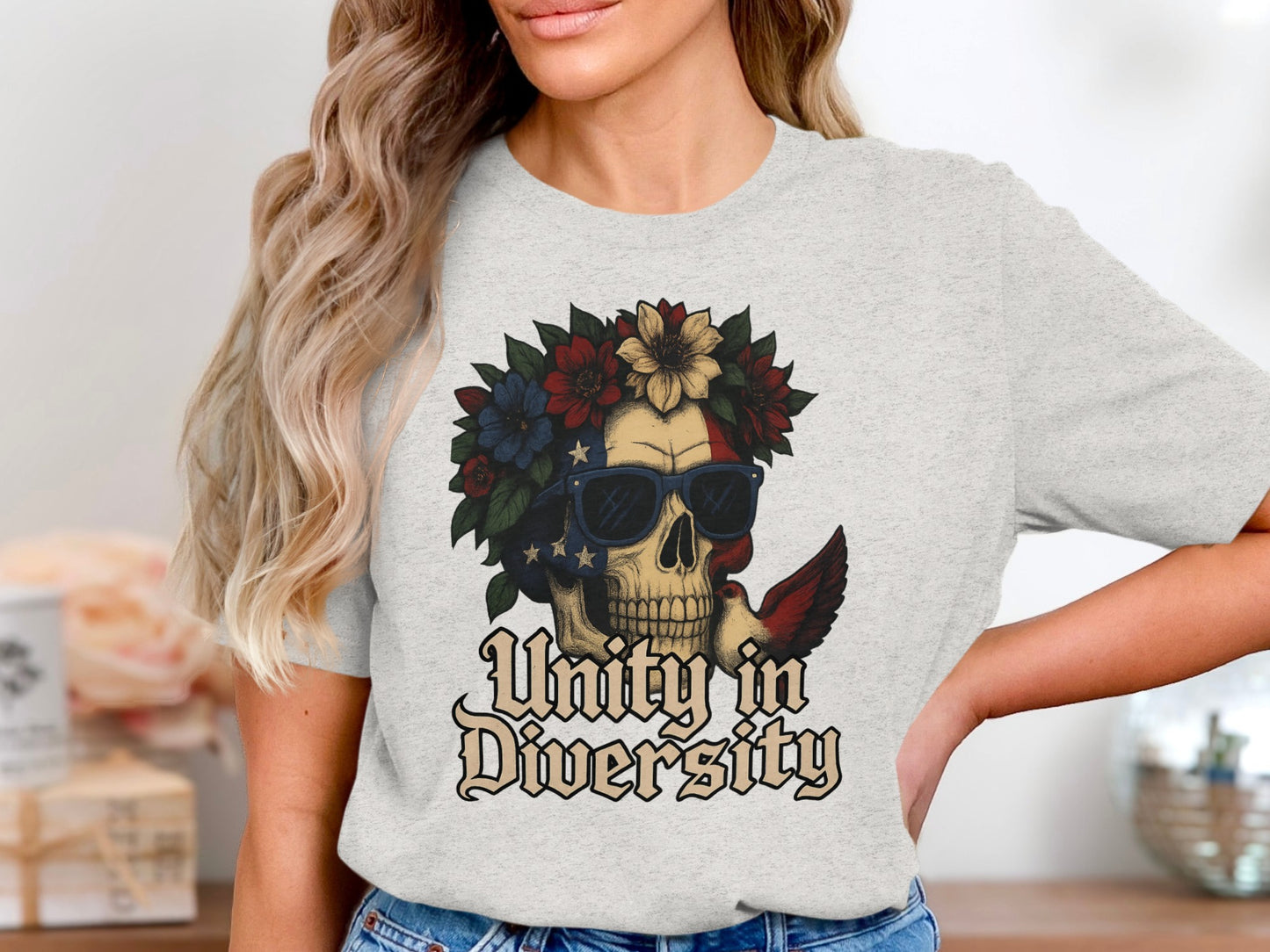 Unity In Diversity Skull Graphic T-shirt