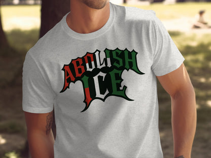 Abolish ICE Graphic T-Shirt with Bold Lettering Design