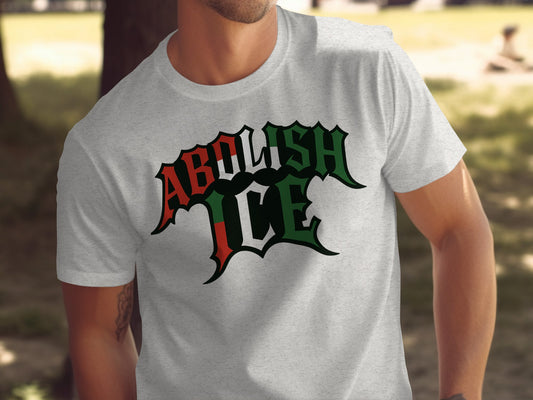Abolish ICE Graphic T-Shirt with Bold Lettering Design