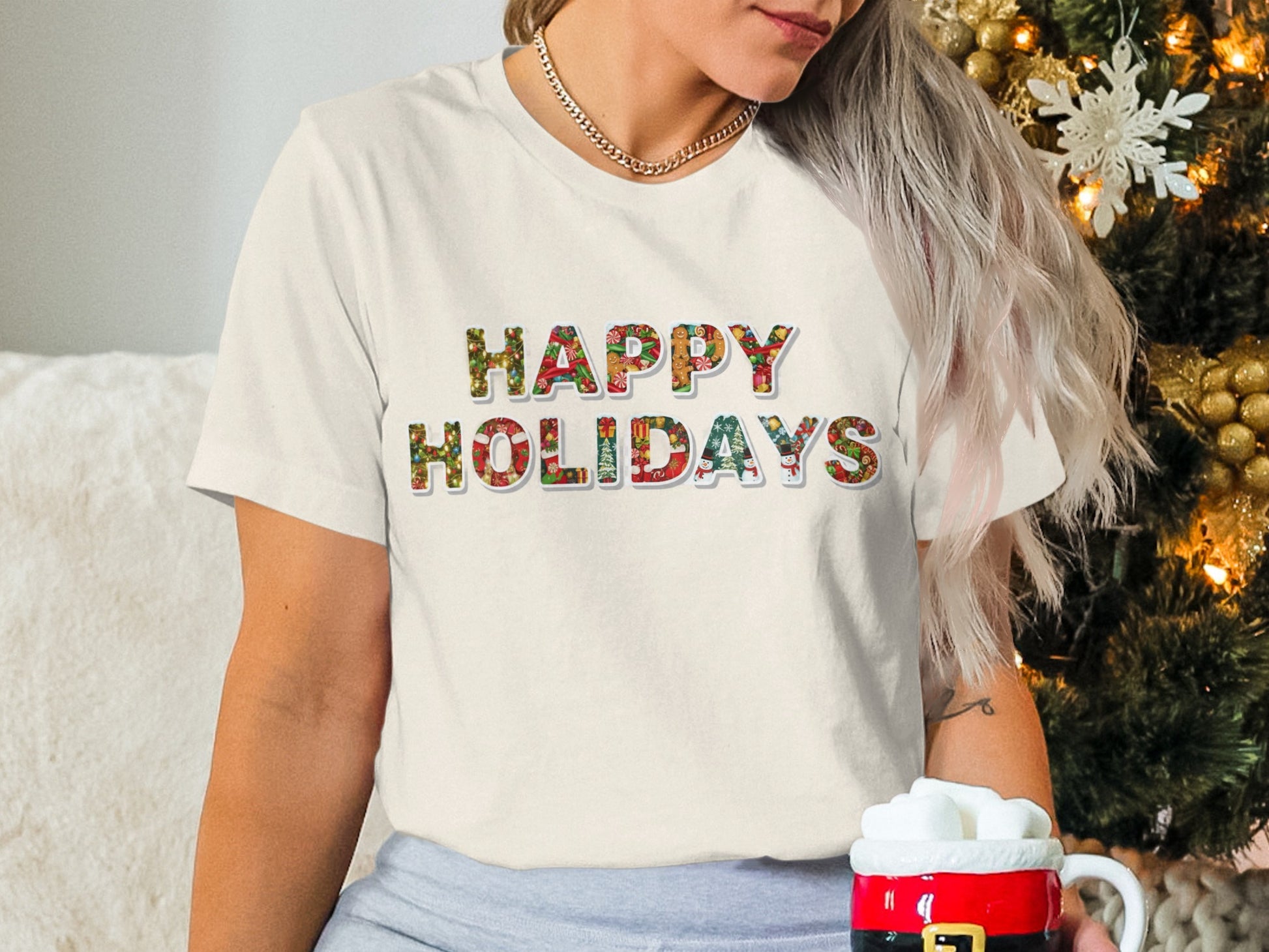 Festive Happy Holidays Graphic Tee Holiday Shirt
