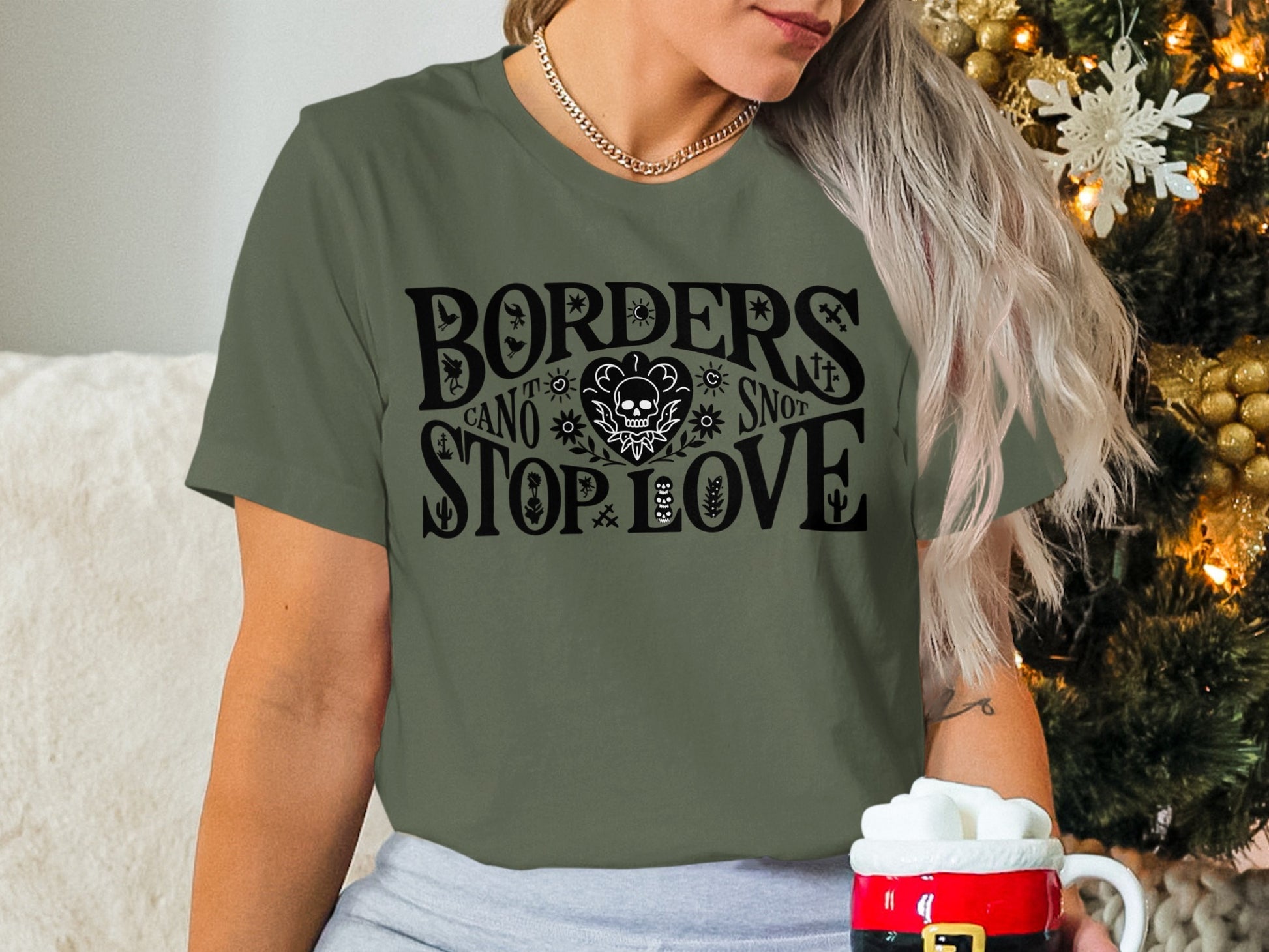Borders Cannot Stop Love Graphic Tee Shirt