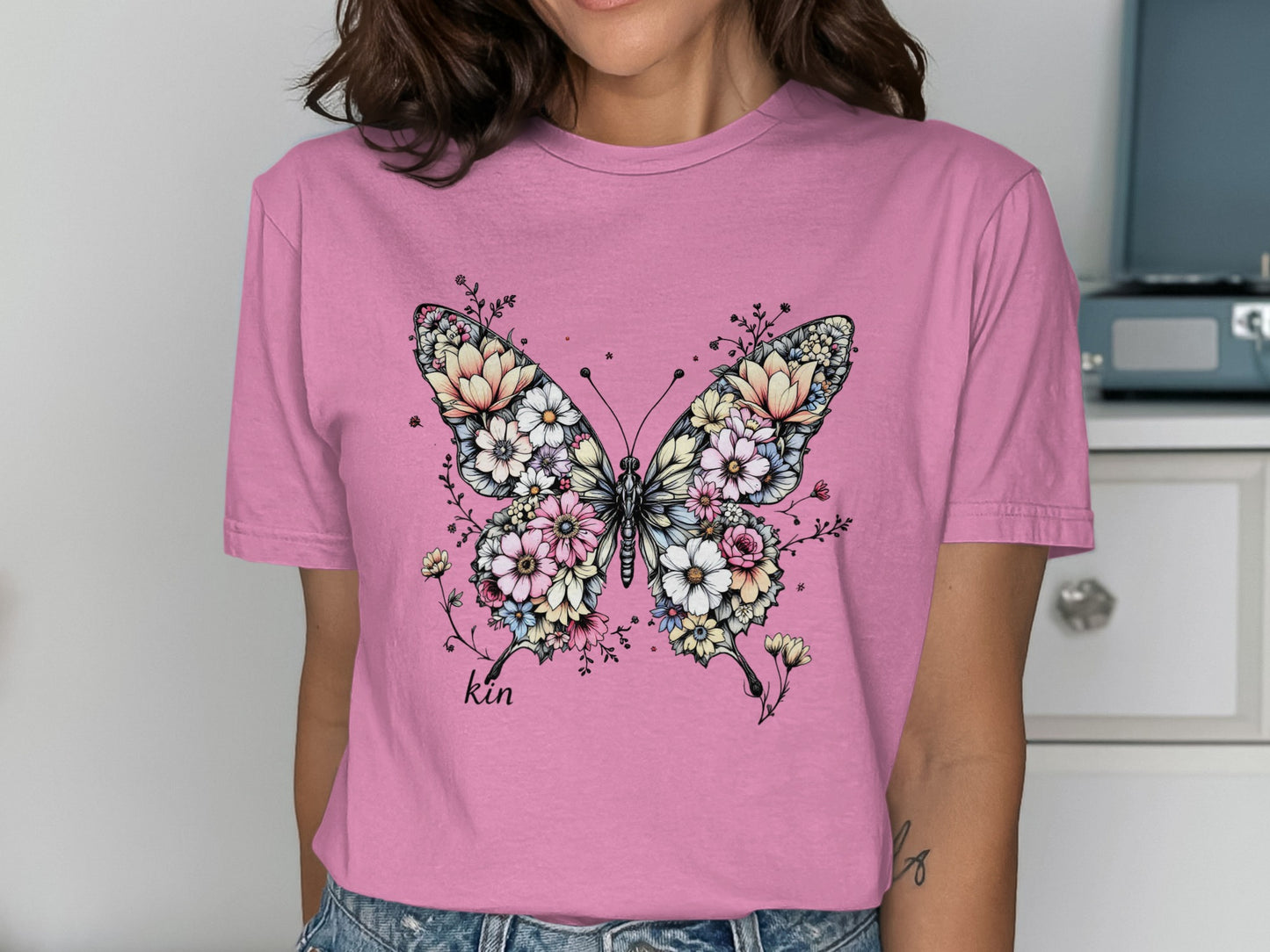 Beautiful Floral Butterfly Graphic T-Shirt product