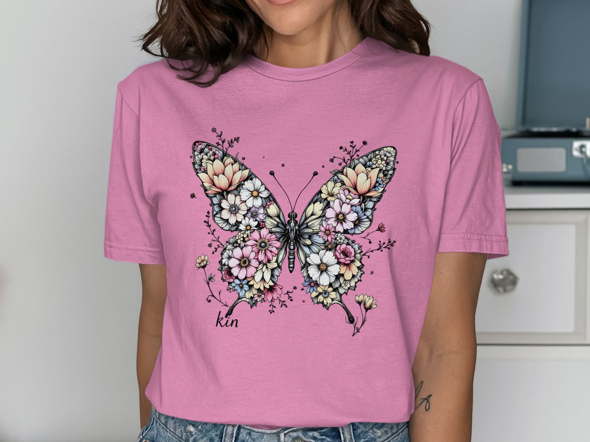 Beautiful Floral Butterfly Graphic T-Shirt product