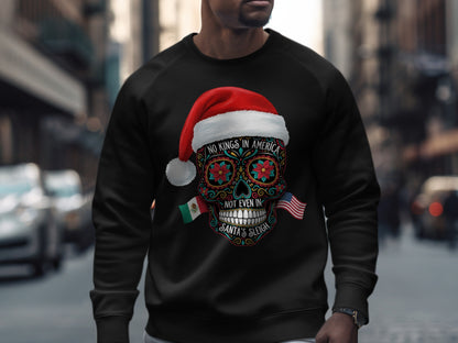 Santa's Secrecy Skull Sweatshirt with Flags Design