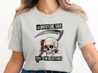 La Muerte Me Sigue Graphic Skull T-Shirt product