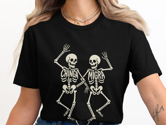 Chinga la Migra Skeleton Dance Graphic T-Shirt product