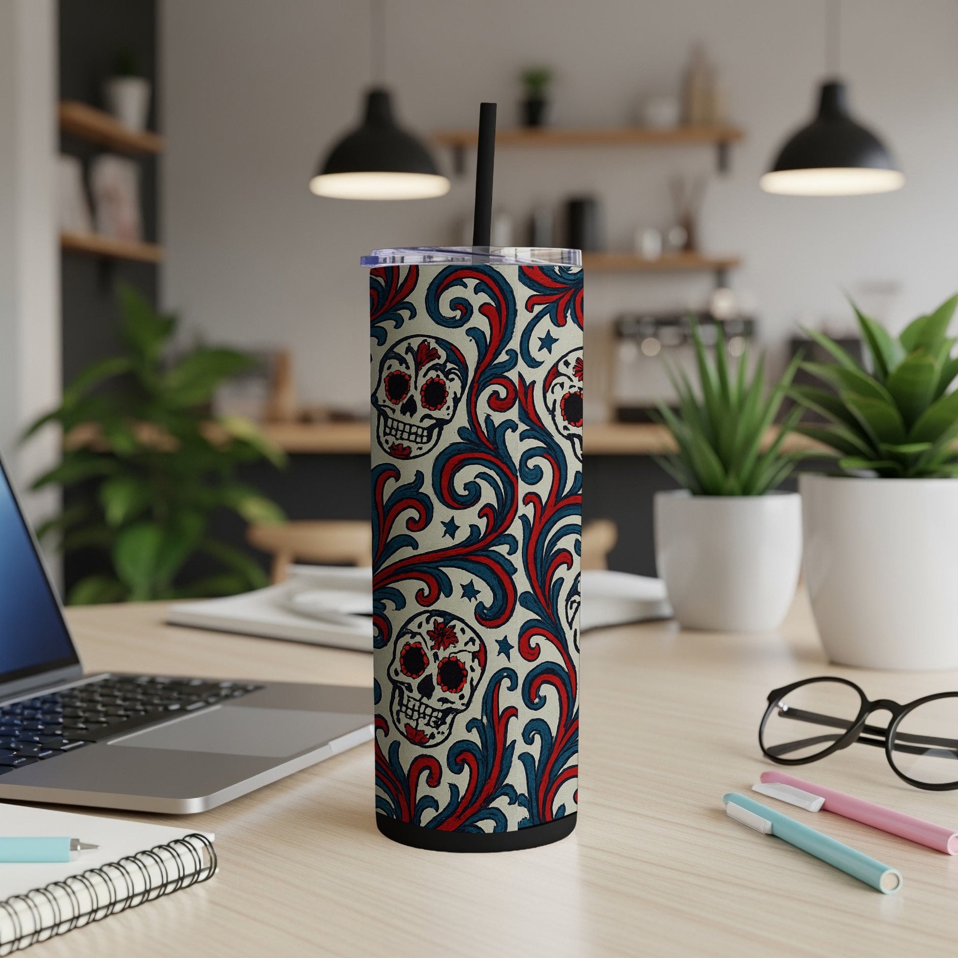 Vibrant Skull and Swirl Design Tumbler product