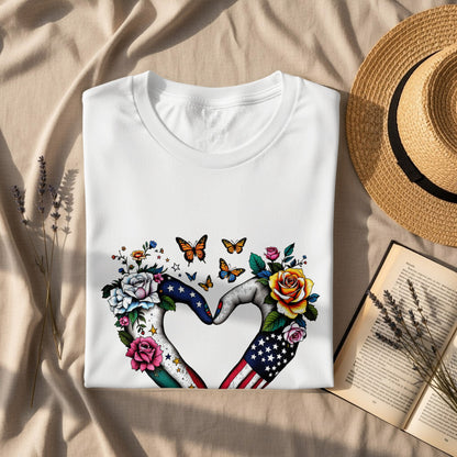 Heart Hands Butterfly Rose Graphic T-Shirt product