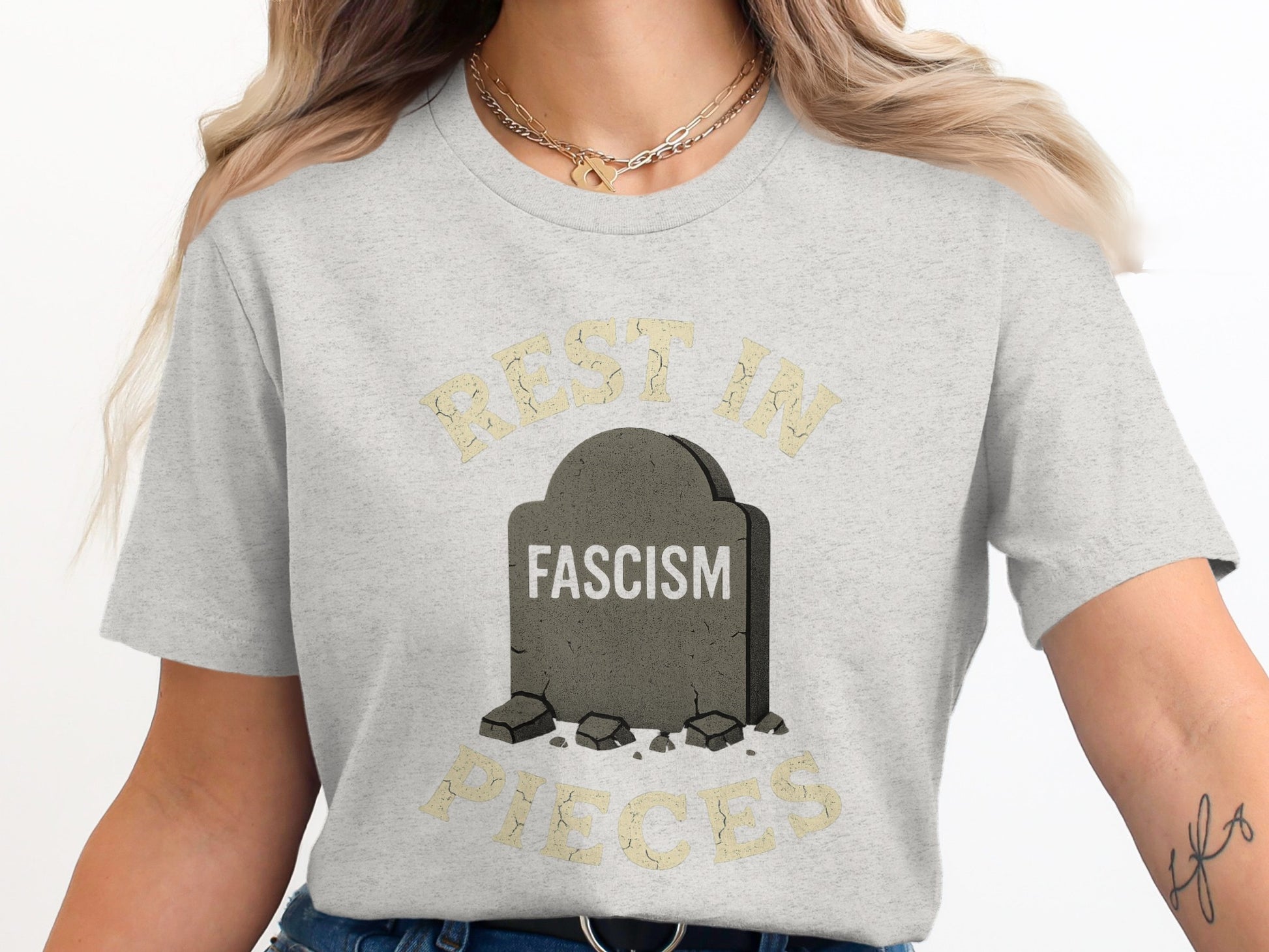 Rest In Pieces Fascism Tombstone Graphic Shirt product type