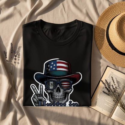 American Flag Skull Graphic Peace Sign Shirt product type