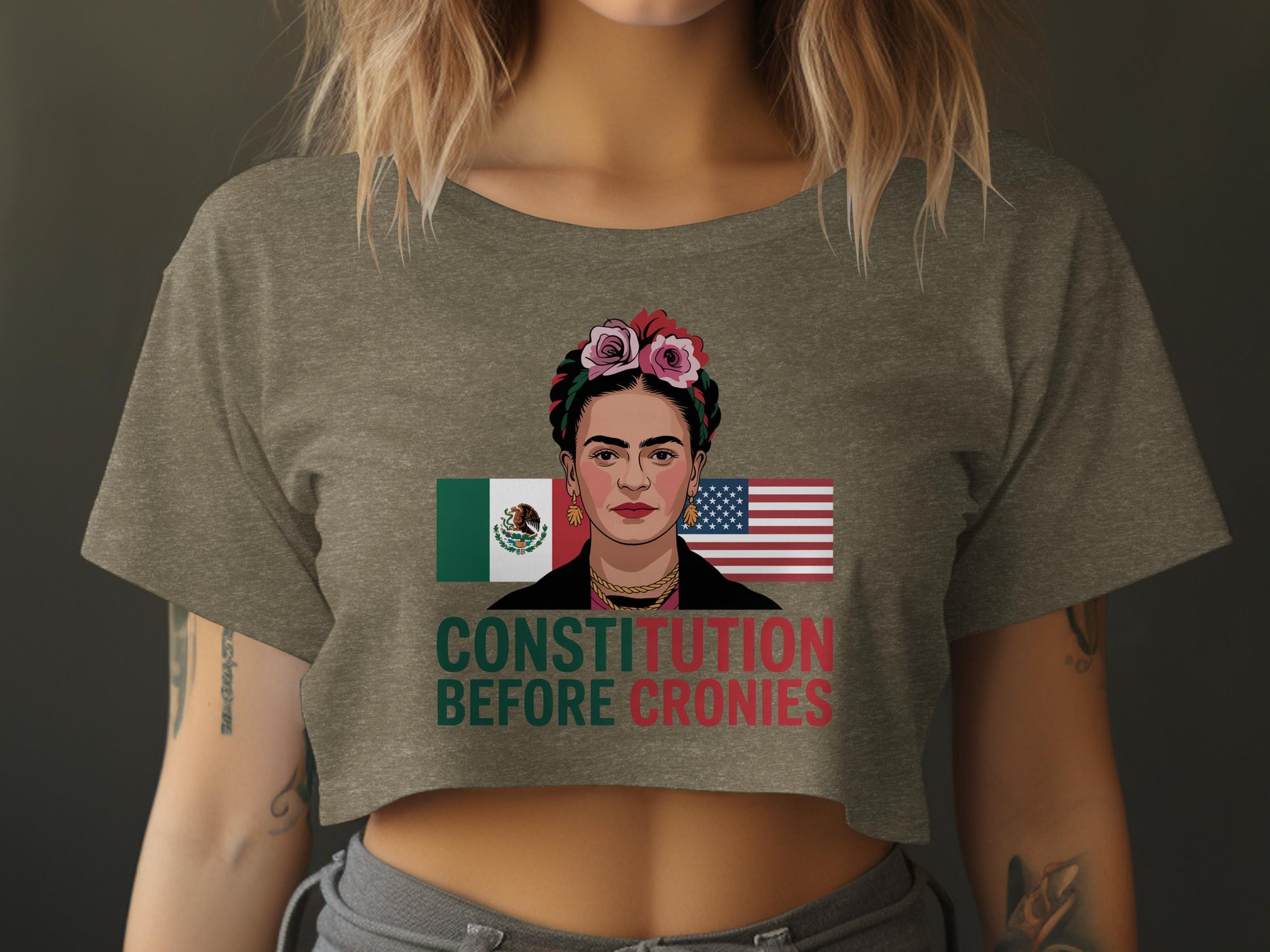 Constitution Before Cronies Print Crop Top product