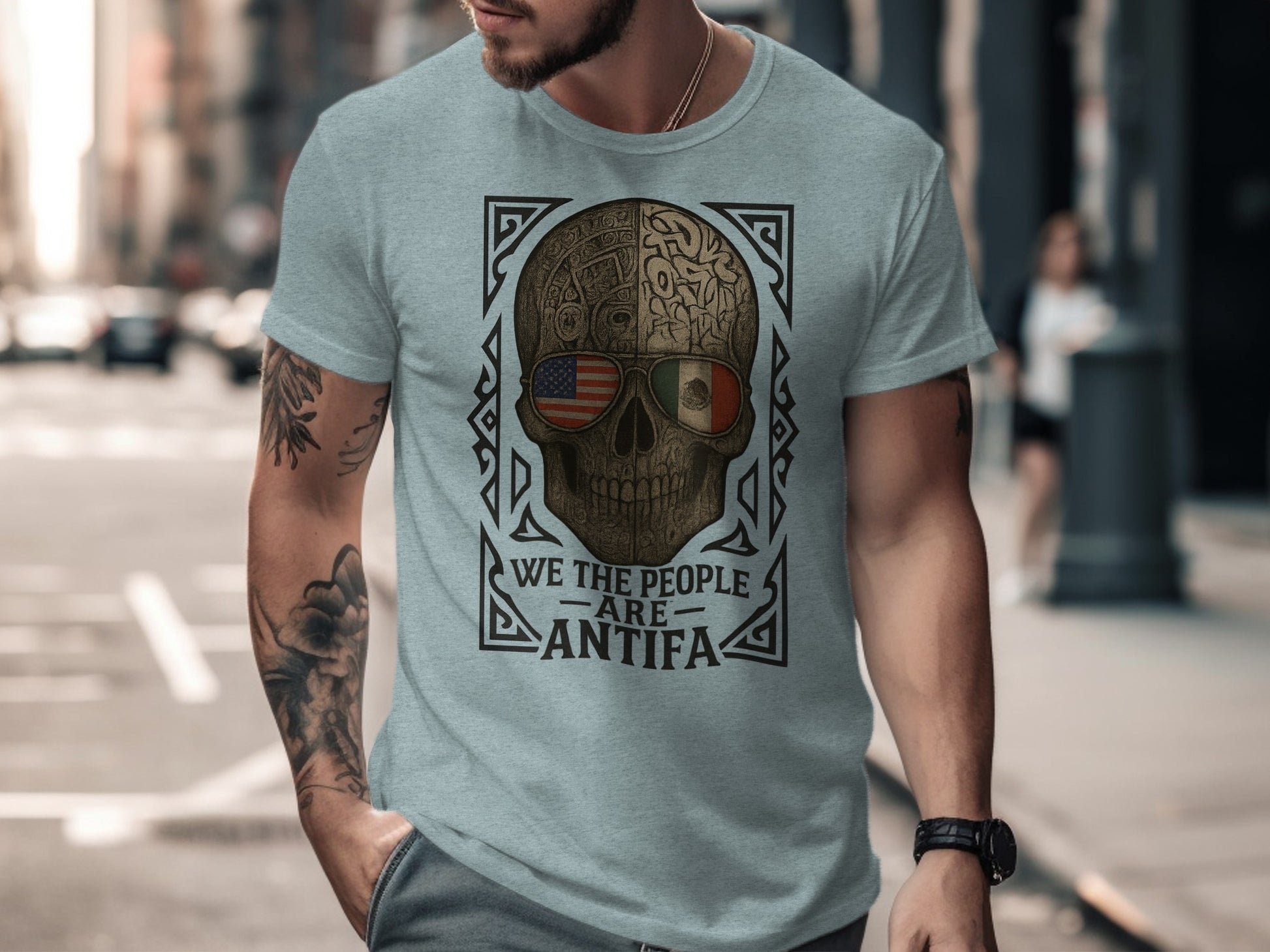 Skull We The People Are Antifa T-shirt product