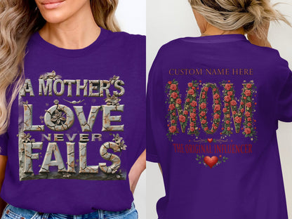 Purple A Mother's Love Never Fails MOM T-Shirt product type