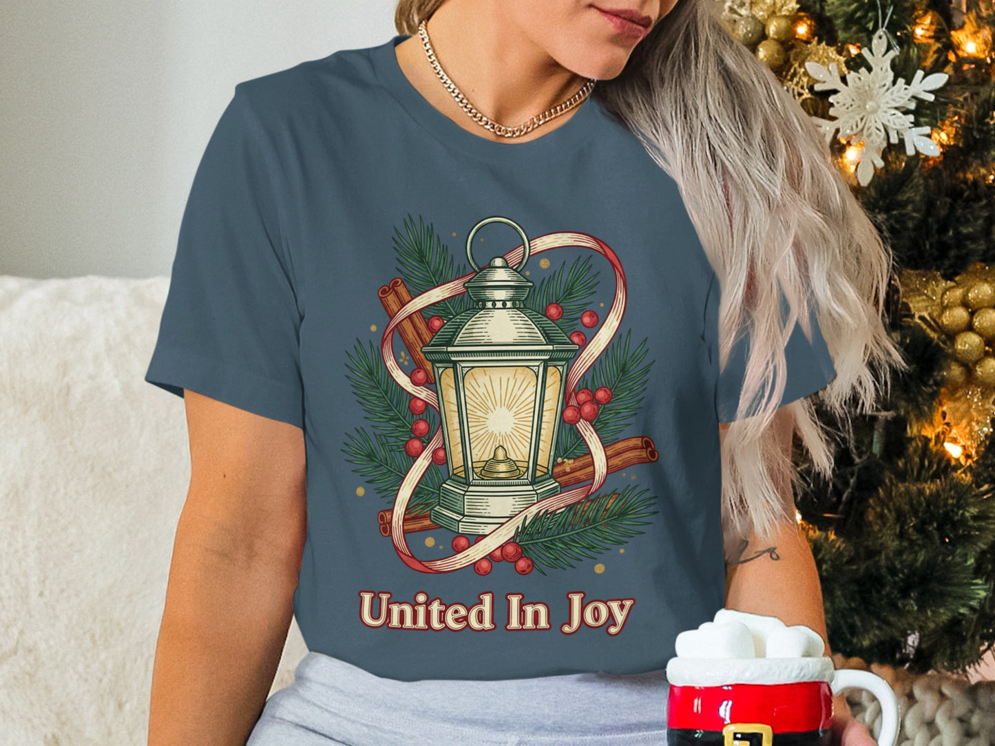 United In Joy Lantern Christmas Graphic Tee