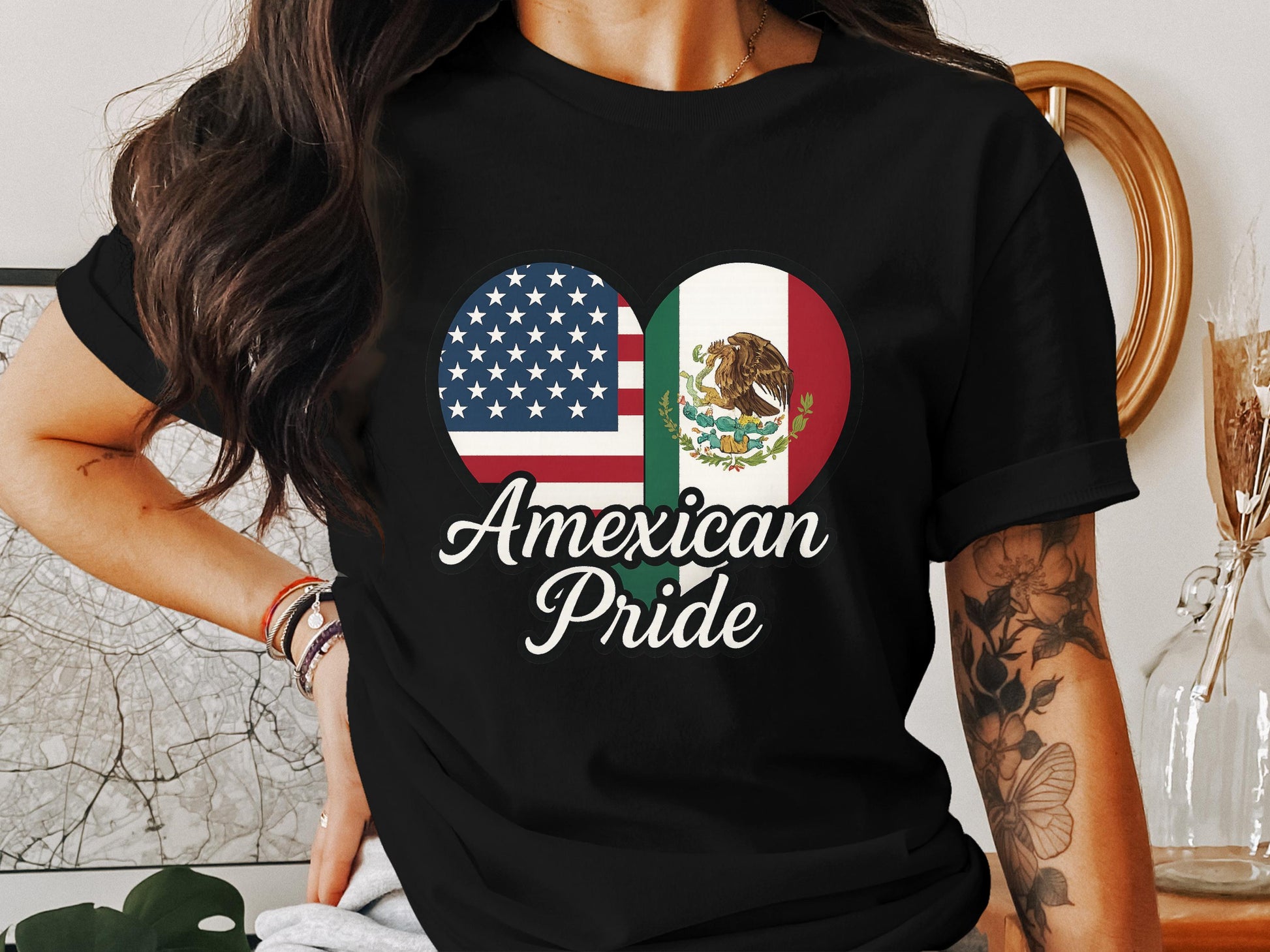 Amexican Pride Heart Flags Graphic T-Shirt product type