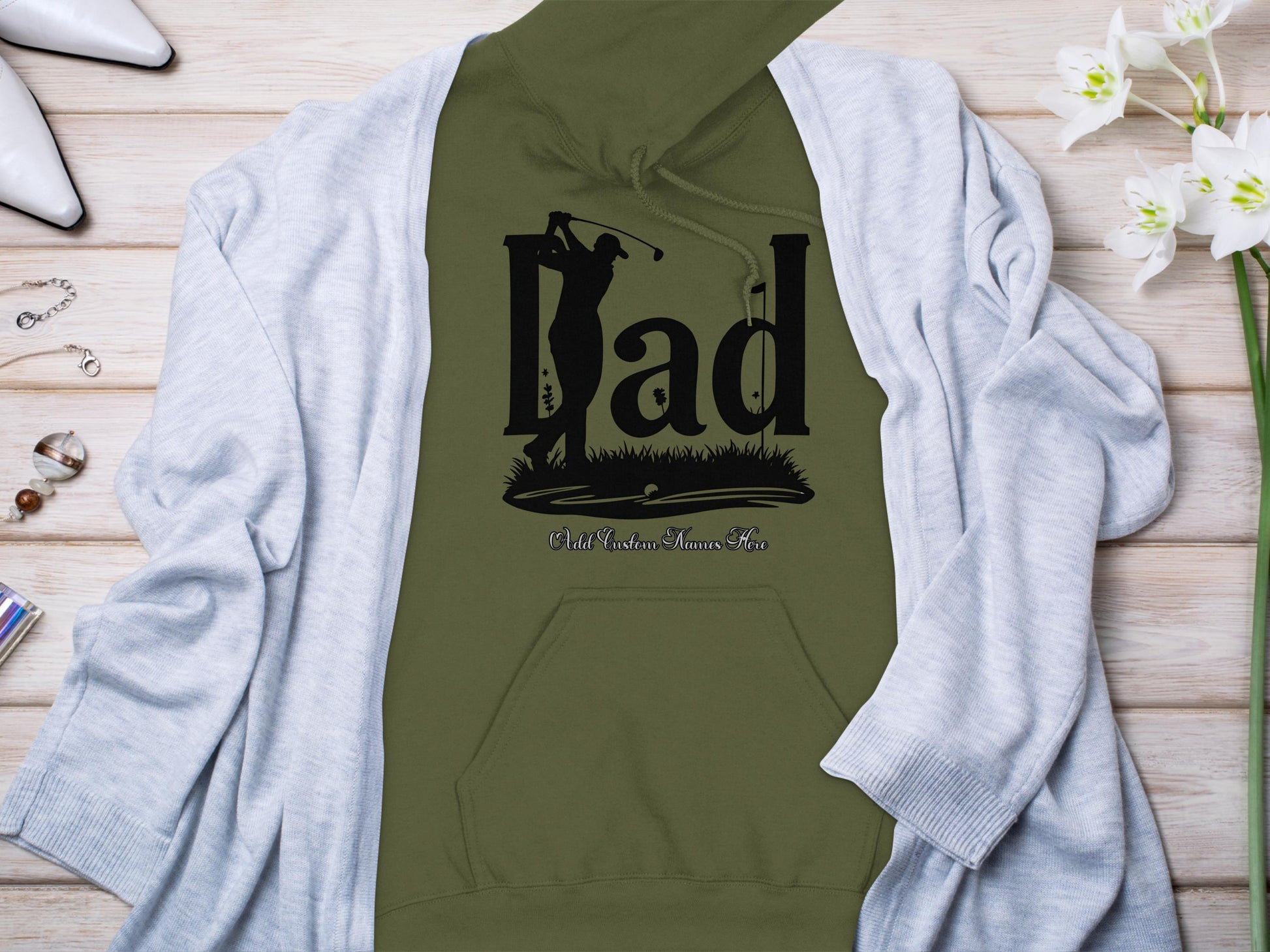 Stylish Dad Golf Themed Graphic Hoodie Fashion Product