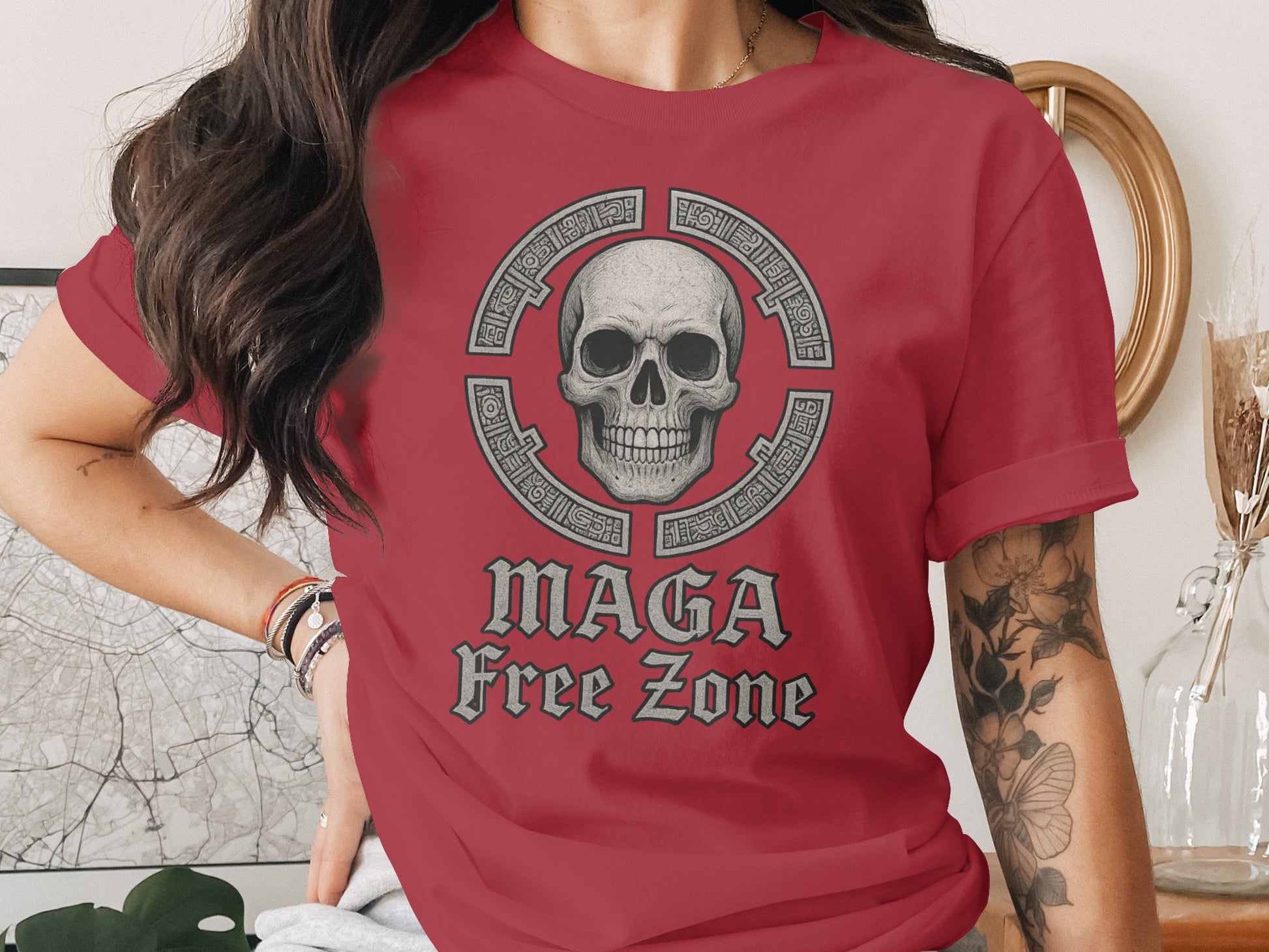 Skull Graphic MAGA Free Zone Shirt