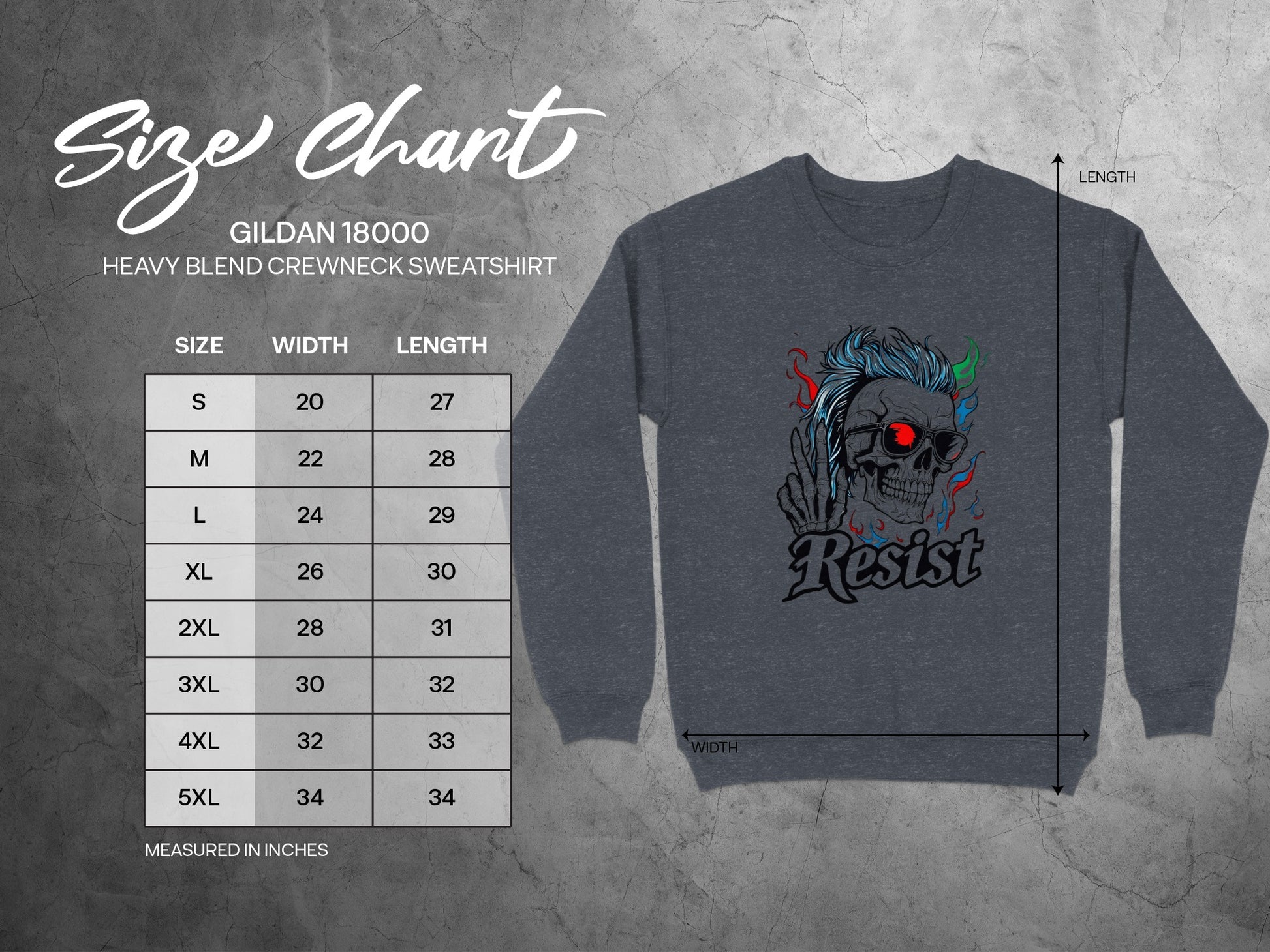 Skull Design Resist Artwork Graphic Print Sweatshirt product