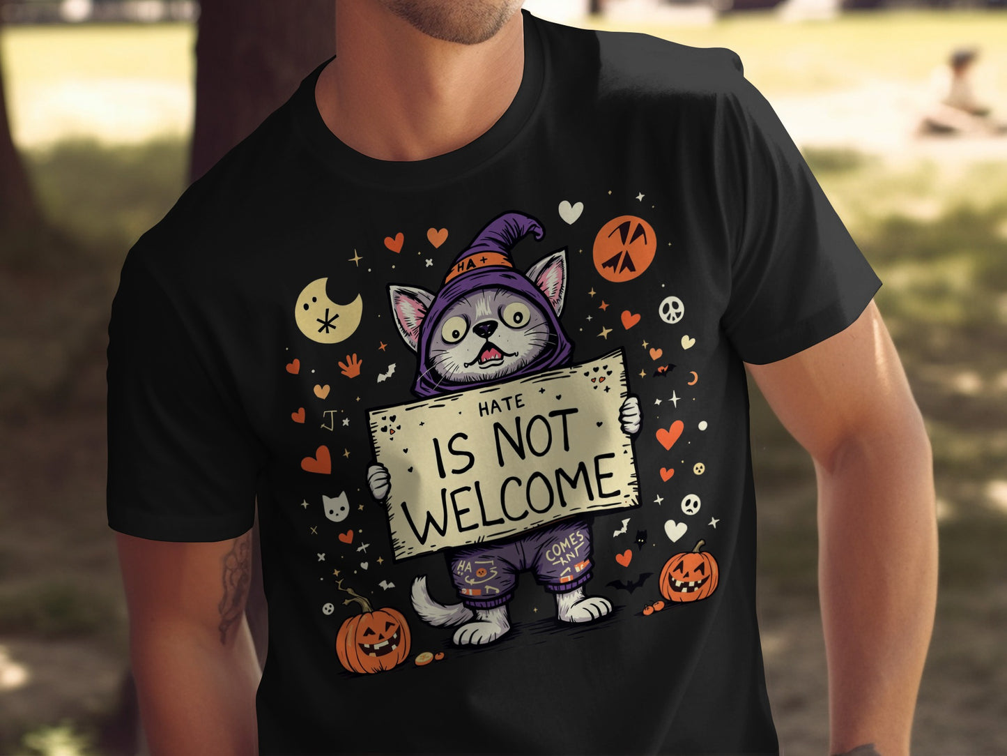 Hate Is Not Welcome Cat Graphic T-Shirt product type