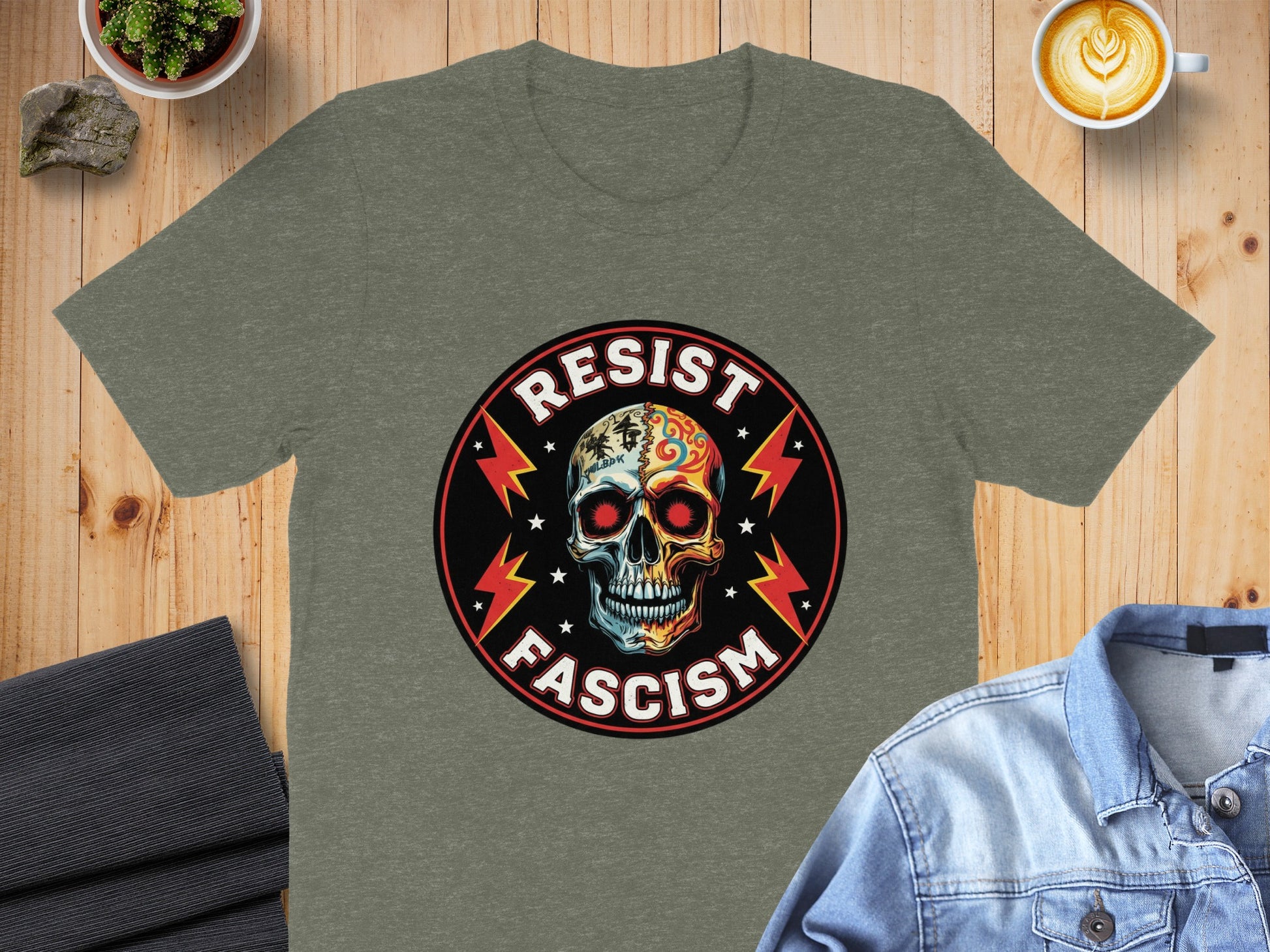 Resist Fascism Skull Art Graphic T-shirt Unique product