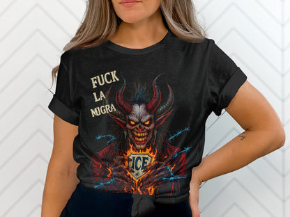 Demonic Graphic Tee Shirt With Bold Statement product type