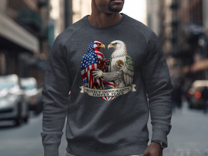 Protect Immigrants Foster Peace Eagle Sweatshirt Product