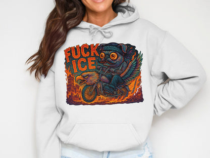 Fuck Ice Dog Riding Eagle Hoodie product