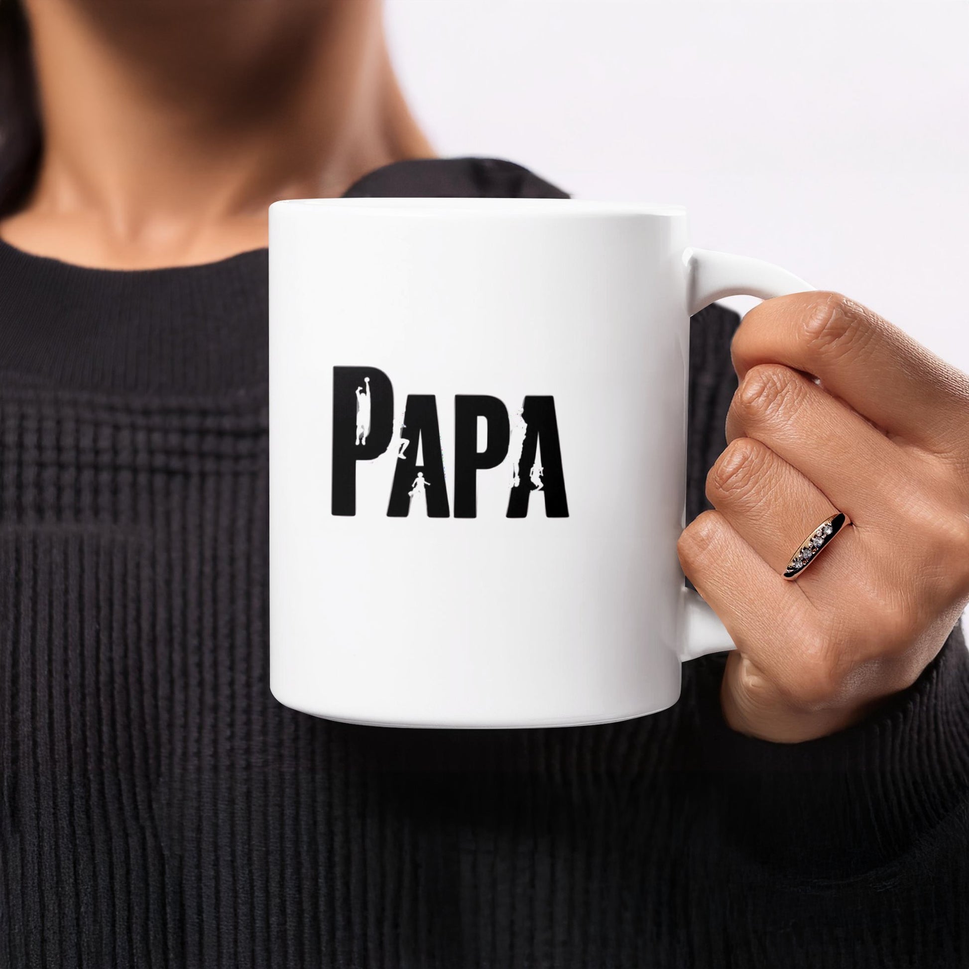 Papa White Mug with Black Text Design product