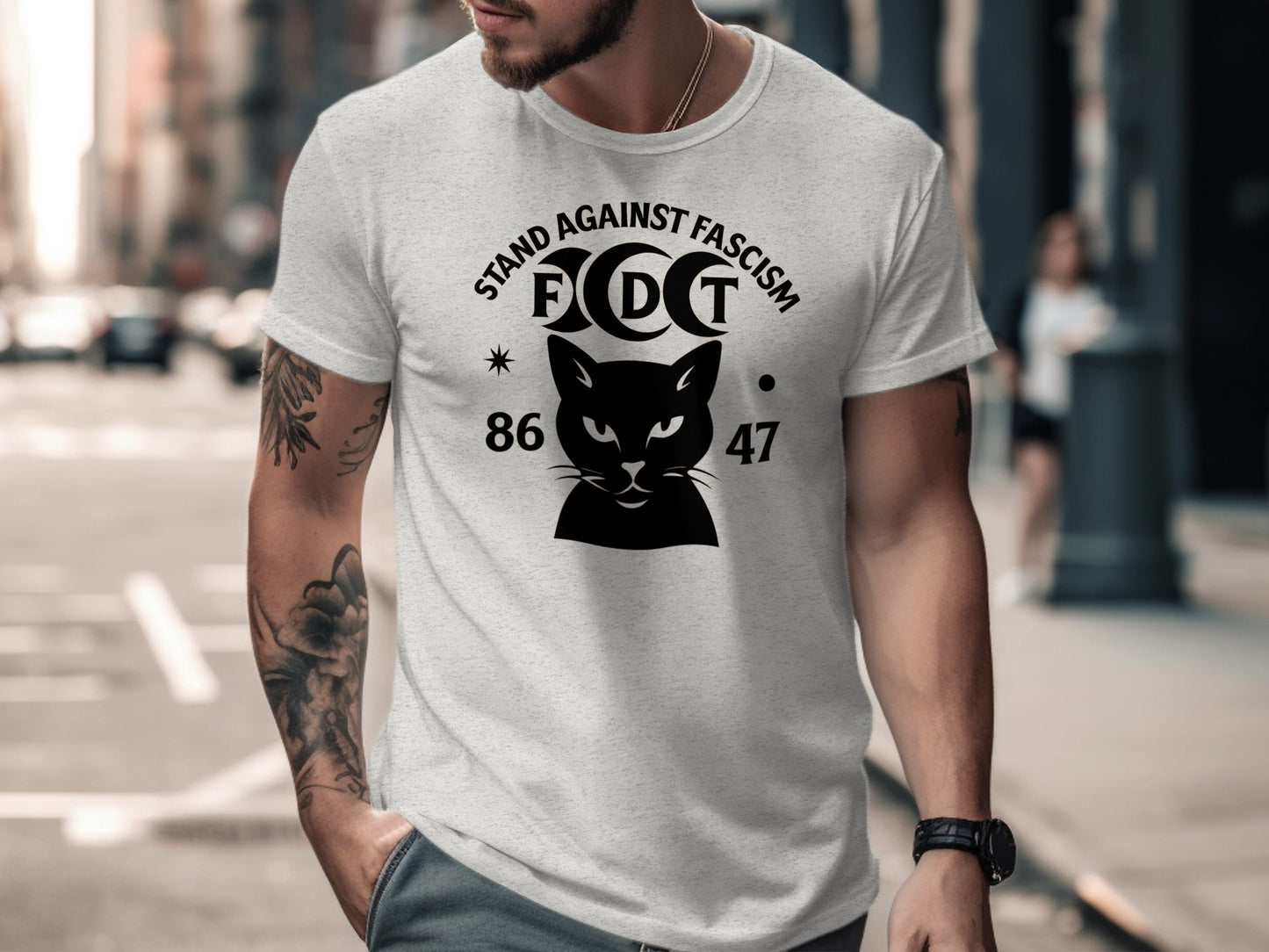 Stand Against Fascism Cat Graphic Shirt