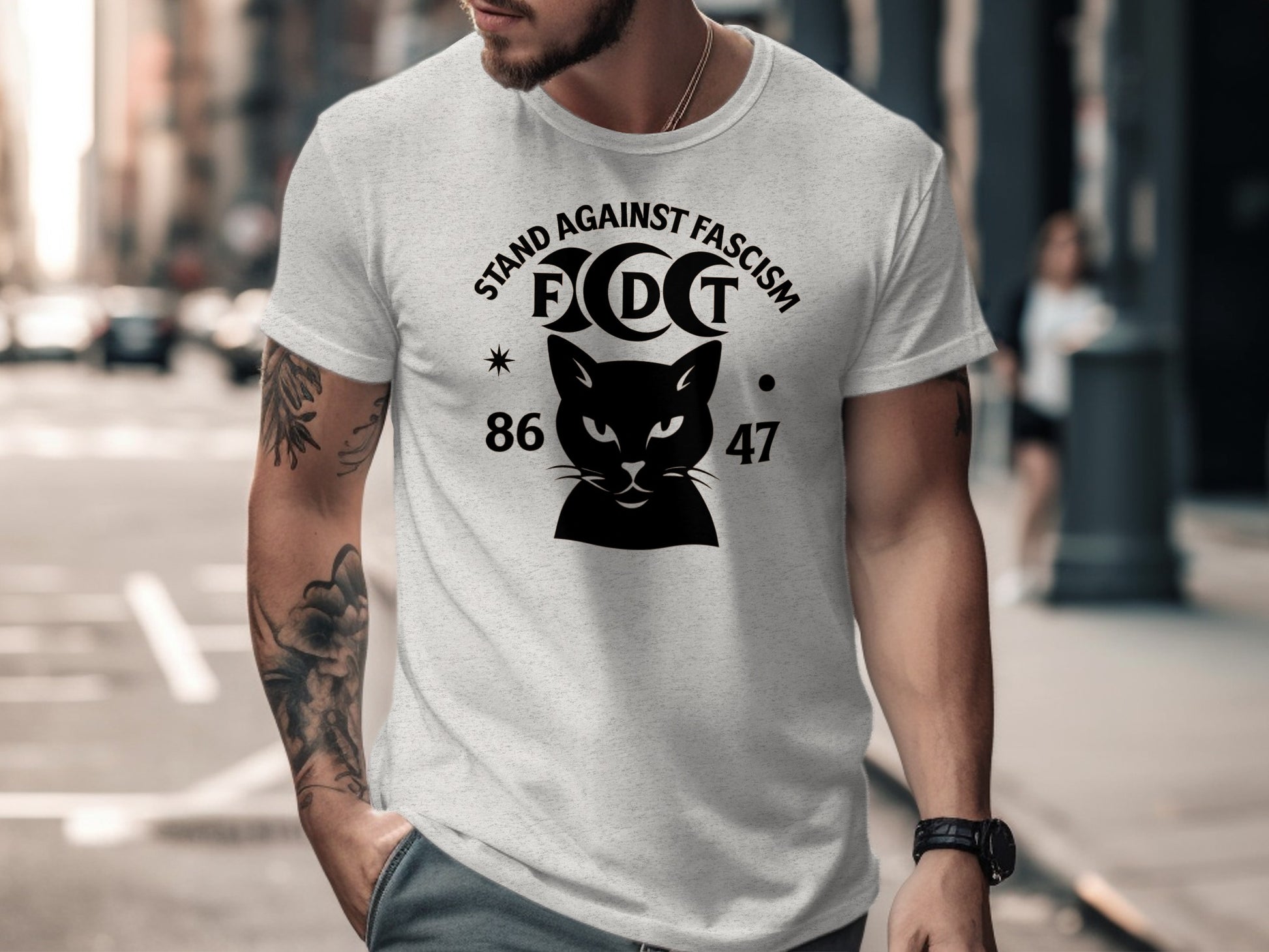 Stand Against Fascism Cat Graphic Shirt