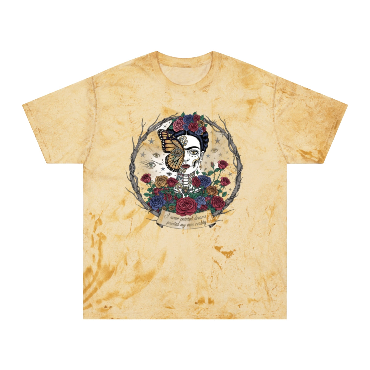 Artistic Butterfly and Roses Design Graphic Tee